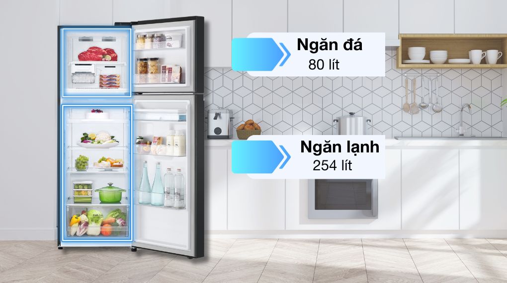 Tủ lạnh LG Inverter 334 lít LTD33BLM - Ngăn đá ngăn lạnh