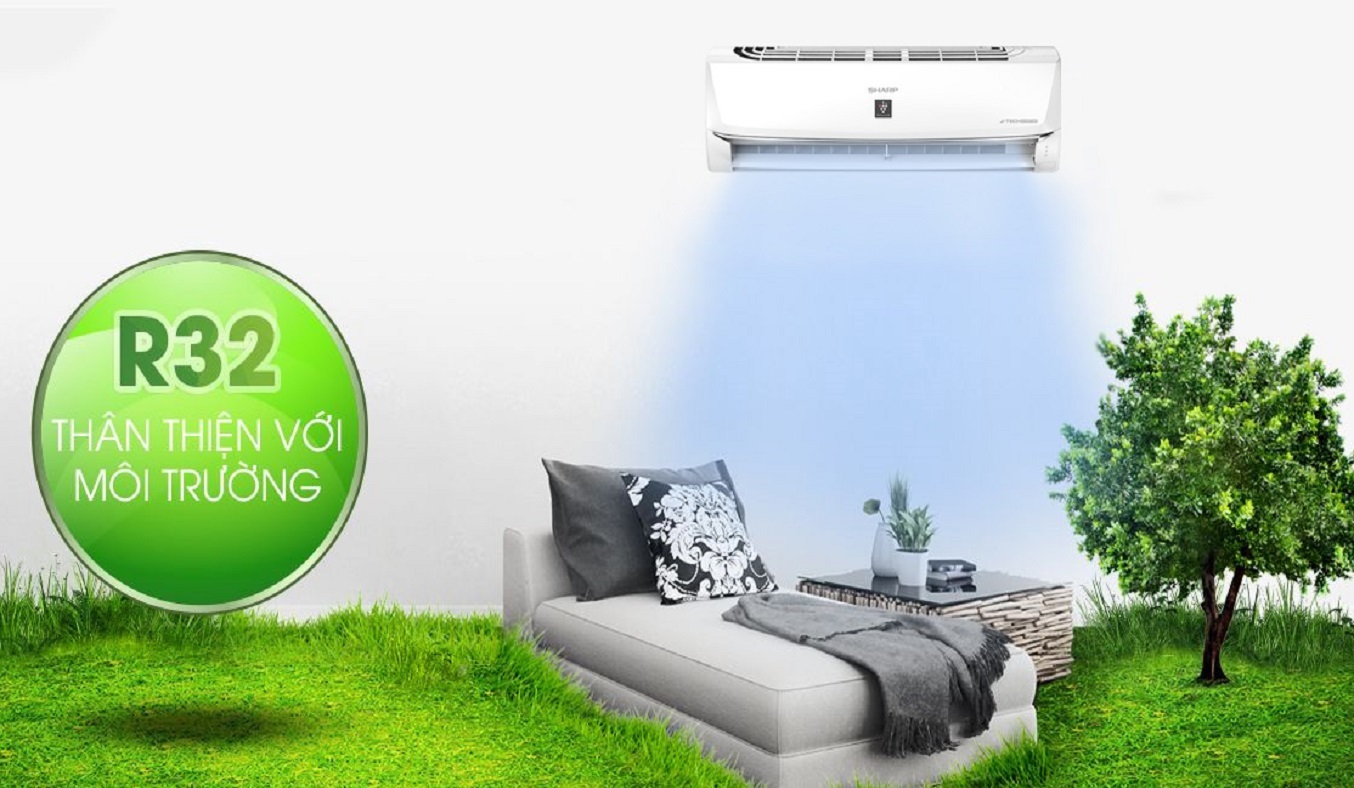 7. Máy lạnh Sharp Inverter sử dụng môi chất làm lạnh thế hệ mới R32