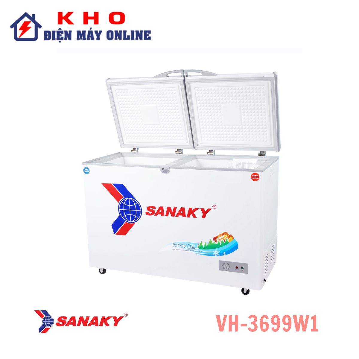 Tủ đông Sanaky VH-3699W1 260 lít 2 ngăn 2 cánh, dàn đồng 1 Tủ đông Sanaky VH-3699W1 260 lít 2 ngăn 2 cánh, dàn đồng