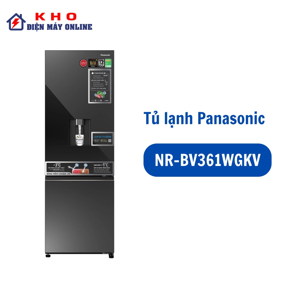 Tủ lạnh Panasonic NR-BV361WGKV Inverter 325 lít 1 Tủ lạnh Panasonic NR-BV361WGKV Inverter 325 lít