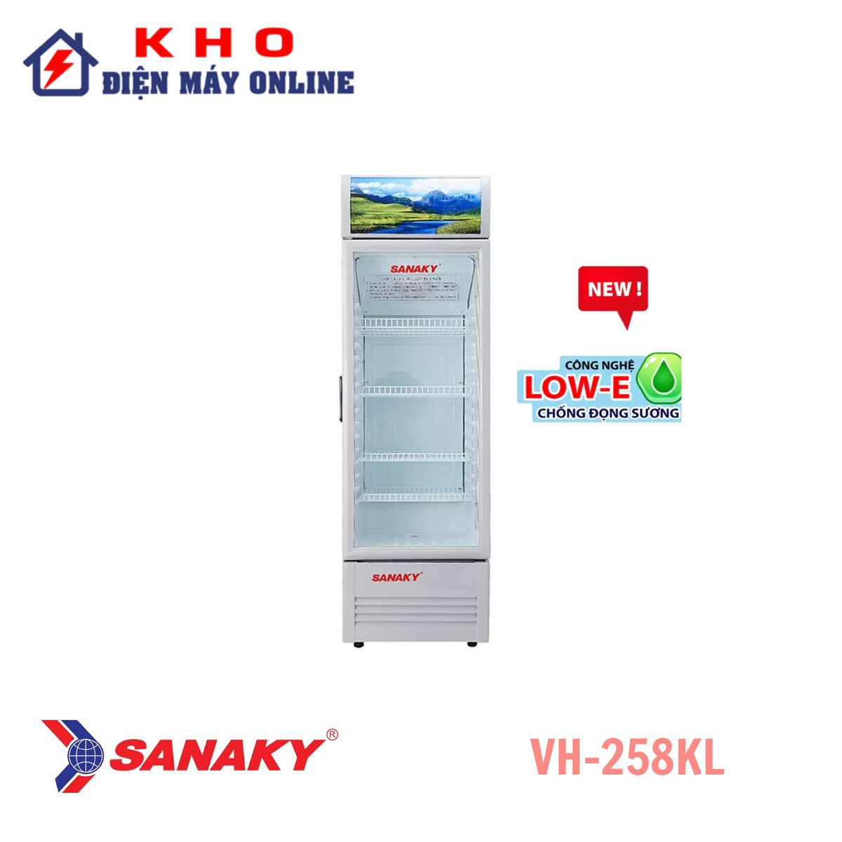 Tủ mát Sanaky 250 lít VH-258KL 1 cánh kính đứng, dàn nhôm 1 Tủ mát Sanaky 250 lít VH-258KL 1 cánh kính đứng, dàn nhôm