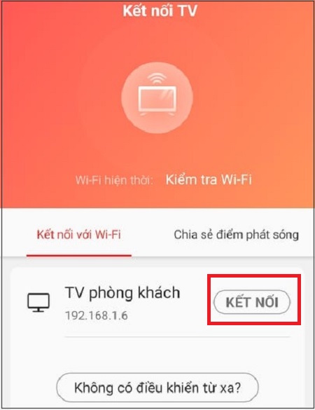 Chọn tivi TCL mà bạn muốn kết nối.