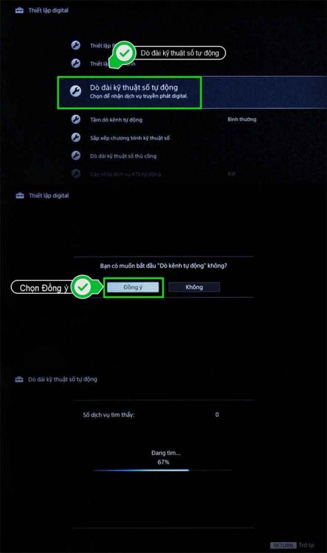 2. Hướng dẫn cách dò kênh trên TV Sony