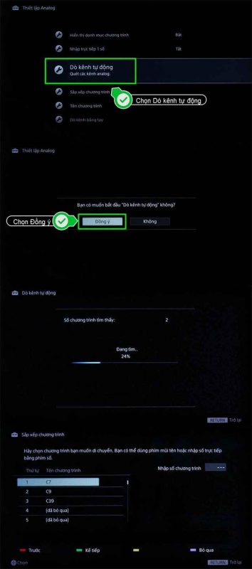2. Hướng dẫn cách dò kênh trên TV Sony