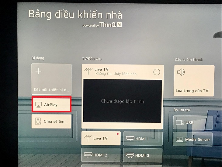 Chọn Airplay trên tivi.