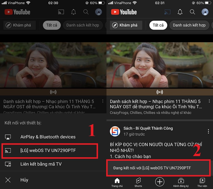 Chọn thiết bị mà bạn muốn kết nối > Sau đó có thông báo về kết nối thành công.