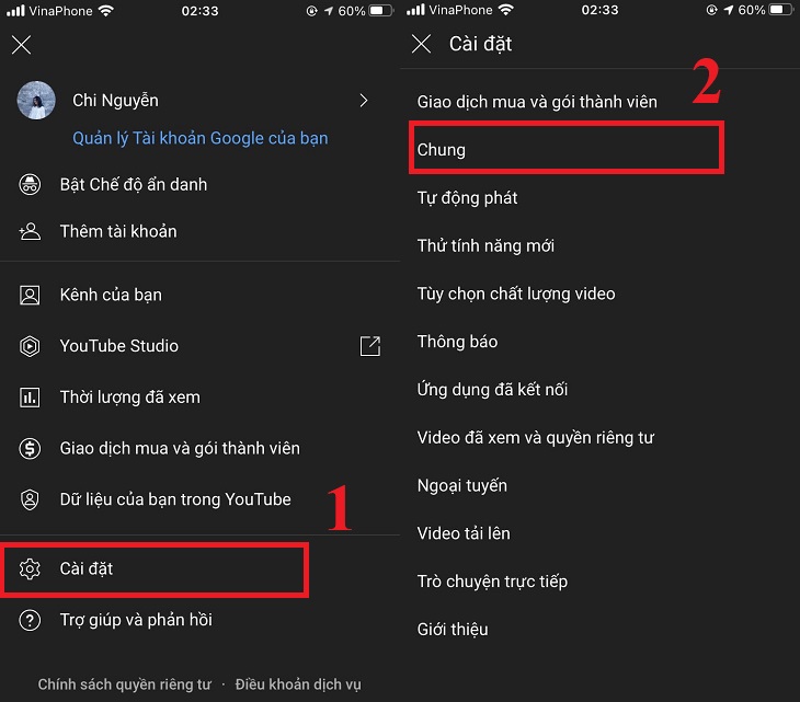 Chọn Cài đặt > Chọn Chung.
