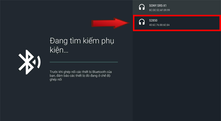 tìm kiếm thiết bị kết nối bluetooth