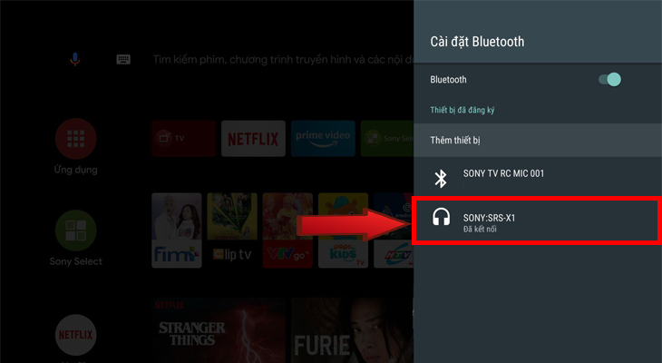 kết nối loa với tivi Android Sony thành công