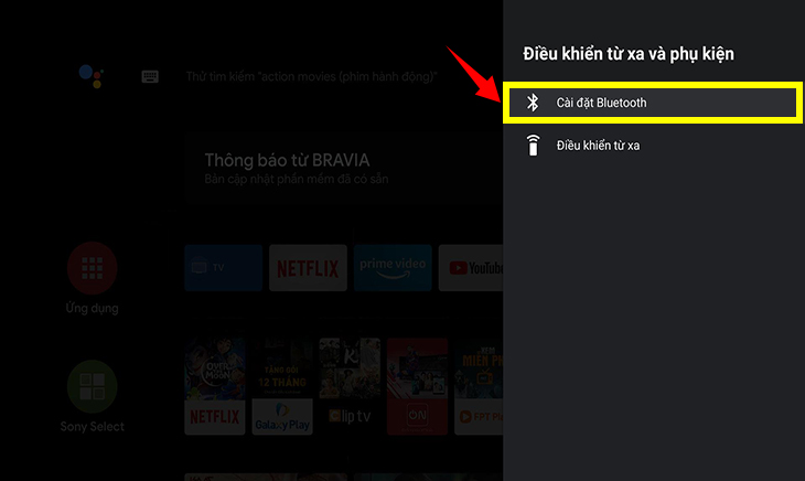 Nhấn Cài đặt Bluetooth