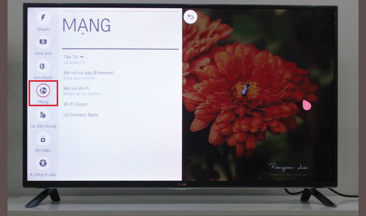 Chọn vào Cài đặt mạng (Mạng).