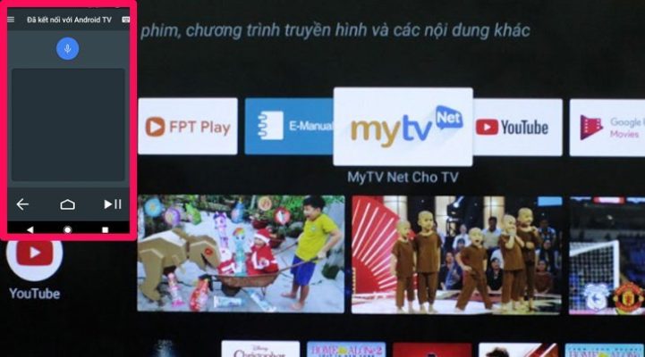 Tivi đang được điều khiển bằng Bàn di chuột trên điện thoại.