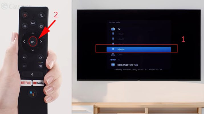 Nhấn nút SOURCE hoặc INPUT