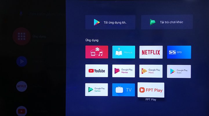 Bạn cũng có thể chọn ứng dụng ở bên ngoài màn hình tivi