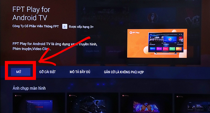 Chọn nút “Mở” để mở ứng dụng ngay