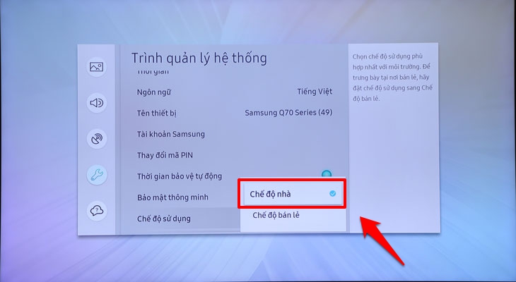 Chọn Chế độ nhà Chọn Chế độ nhà