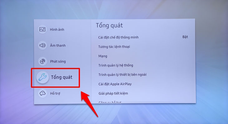 Chọn Tổng quát 3. Hướng dẫn cách tắt chế độ demo tivi Samsung