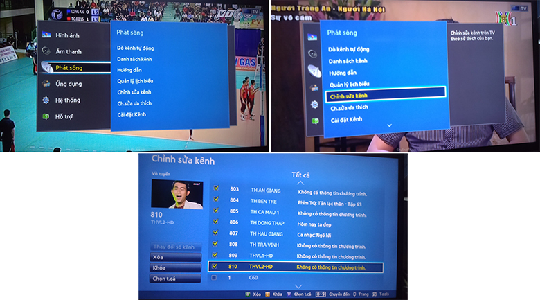 Cách sắp xếp kênh trên tivi Samsung trường hợp 2