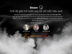 Công nghệ giặt hơi nước Steam-Máy giặt Aqua Inverter 9 kg AQD-D903G.BK lồng ngang