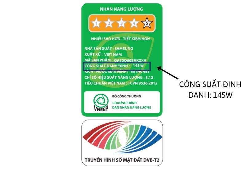 Công suất tiêu thụ điện của tivi Samsung 50 inch 1 Công suất tivi Samsung QA50Q60B
