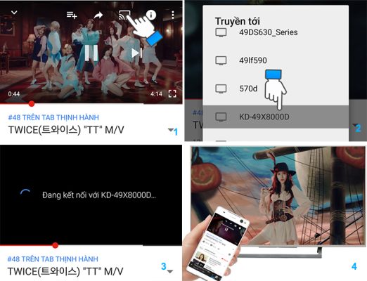 1.2. Cách phát video từ điện thoại lên tivi qua Youtube