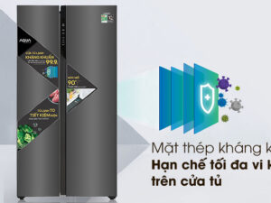 Tủ lạnh Aqua Inverter 541 lít AQR-S541XA(BL)-Tủ lạnh Aqua Inverter 541 lít AQR-S541XA(BL)-Kiểu tủ side by side lớn - sang trọng, mặt thép kháng khuẩn tiện lợi