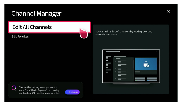 Bước 4: Chọn Chỉnh sửa danh sách kênh