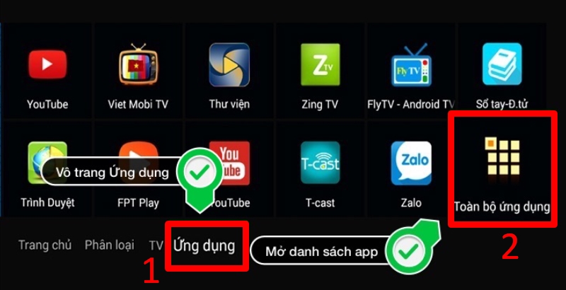 Chọn Ứng dụng và chọn Tất cả ứng dụng