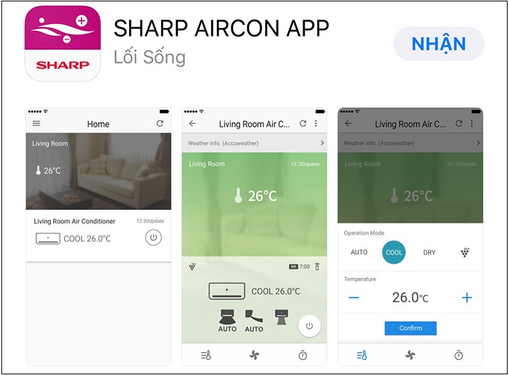 2. Hướng dẫn thao tác điều khiển máy lạnh Sharp bằng điện thoại thông qua Wifi