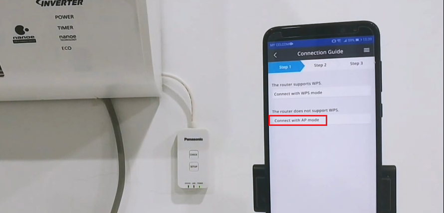 1. Kết nối máy lạnh Panasonic với điện thoại sử dụng chế độ AP.