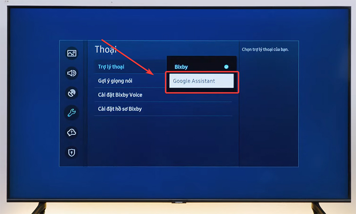 Lúc này bạn hãy chọn mục Google Assistant. 3. Hướng dẫn cách cài đặt Google Assistant trên tivi Samsung