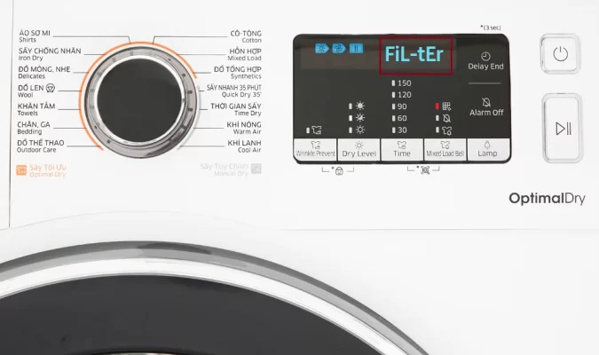 Nguyên nhân máy sấy quần áo Samsung báo lỗi FiL tEr