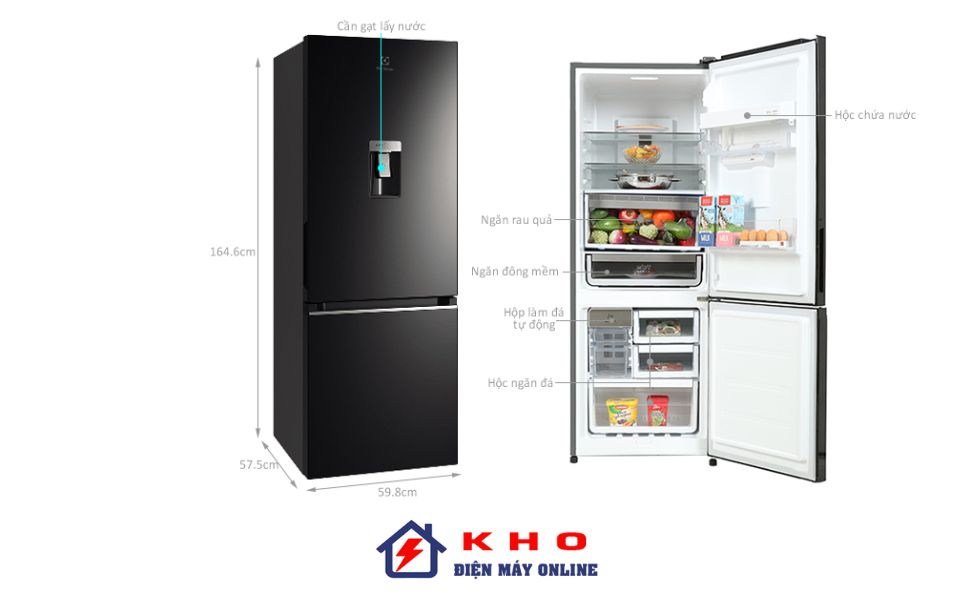 Kích thước tủ lạnh 2 cánh Electrolux
