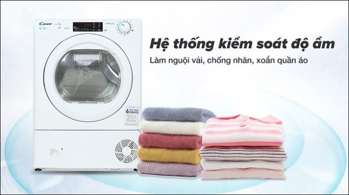 2. Các tiện ích trên máy sấy quần áo Candy