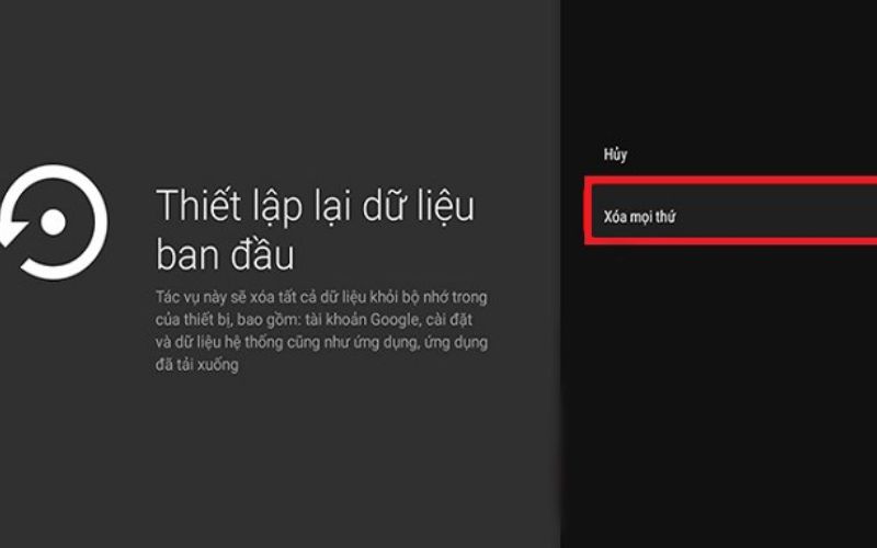 Khôi phục cài đặt gốc tivi Sony
