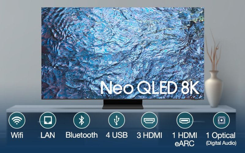 Kích thước tivi 85 inch bao nhiêu cm? (Ngang – Cao – Dày) 2 Smart Tivi Neo QLED 8K 85 inch Samsung QA85QN900C