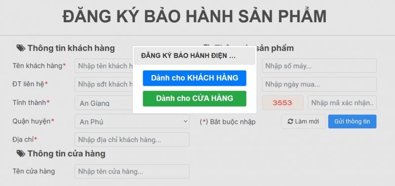 5. Cách đăng ký bảo hành điện tử điều hoà Aqua
