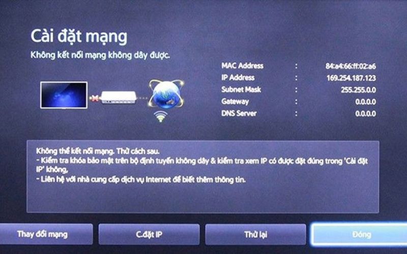 Kiểm tra địa chỉ IP trên tivi