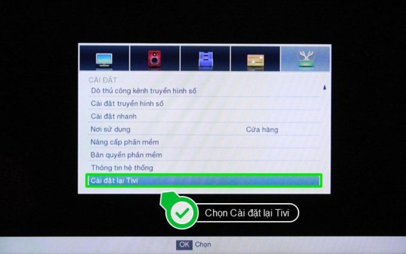 Cài đặt lại các chương trình cho tivi