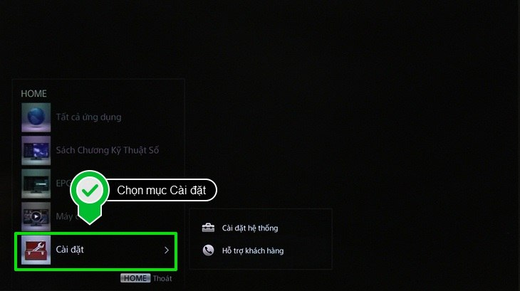 Bấm nút Home rồi chọn Cài đặt