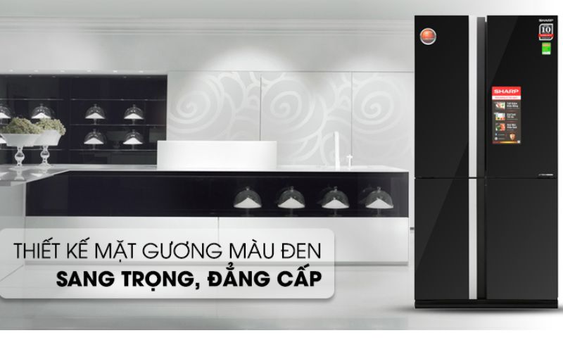 Tủ lạnh Sharp 4 cánh màu đen