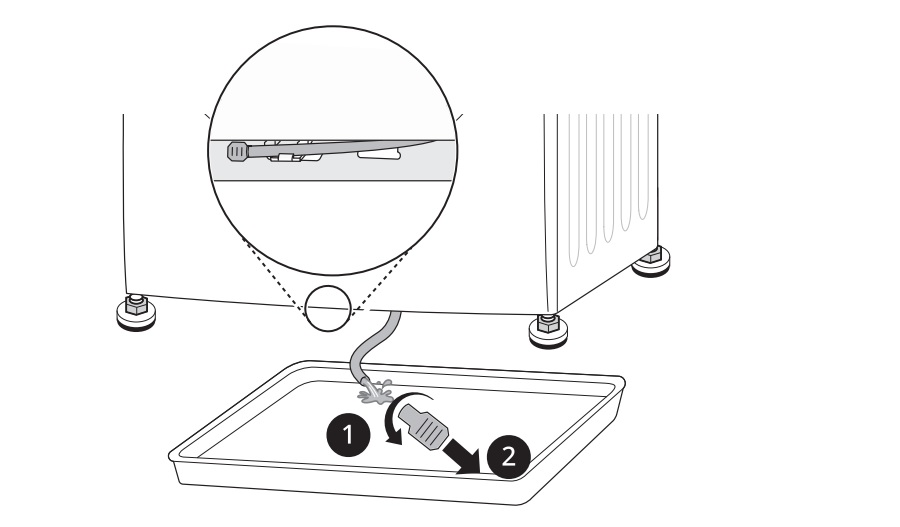 Xả nước ngưng tụ còn sót lại trên máy sấy LG Heatpump