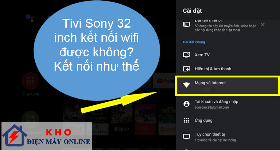 tivi sony 32 inch ket noi wifi duoc khong